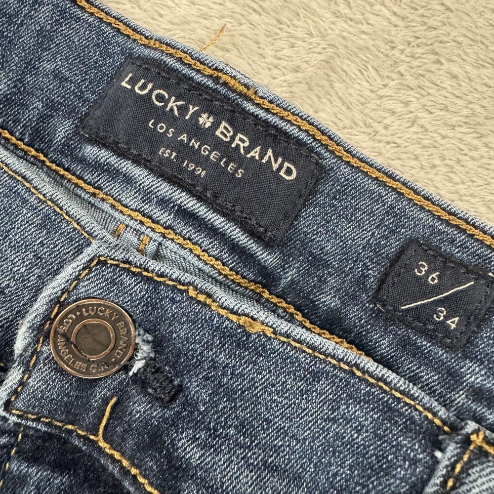 Lucky Brand Jeans Mens 36x34 Stark Blue 412 Athletic Slim Stretch Comfort Denim - Picture 3 of 16